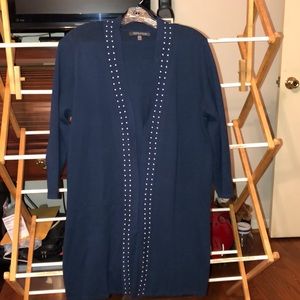 Dark Blue-Green Sweater Jacket embellished XL